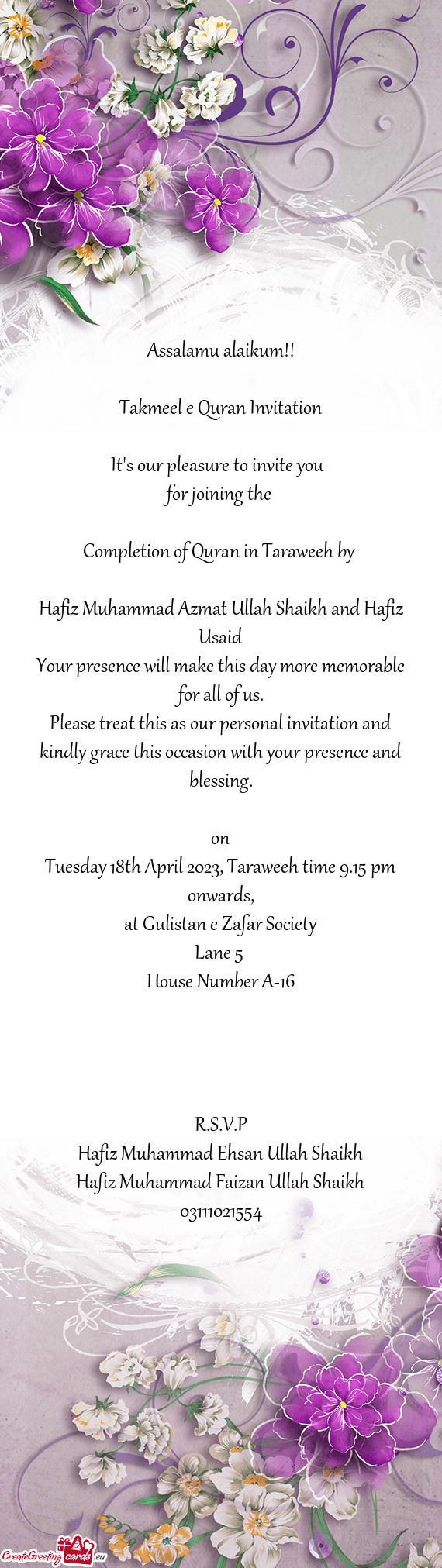 Tuesday 18th April 2023, Taraweeh time 9.15 pm onwards