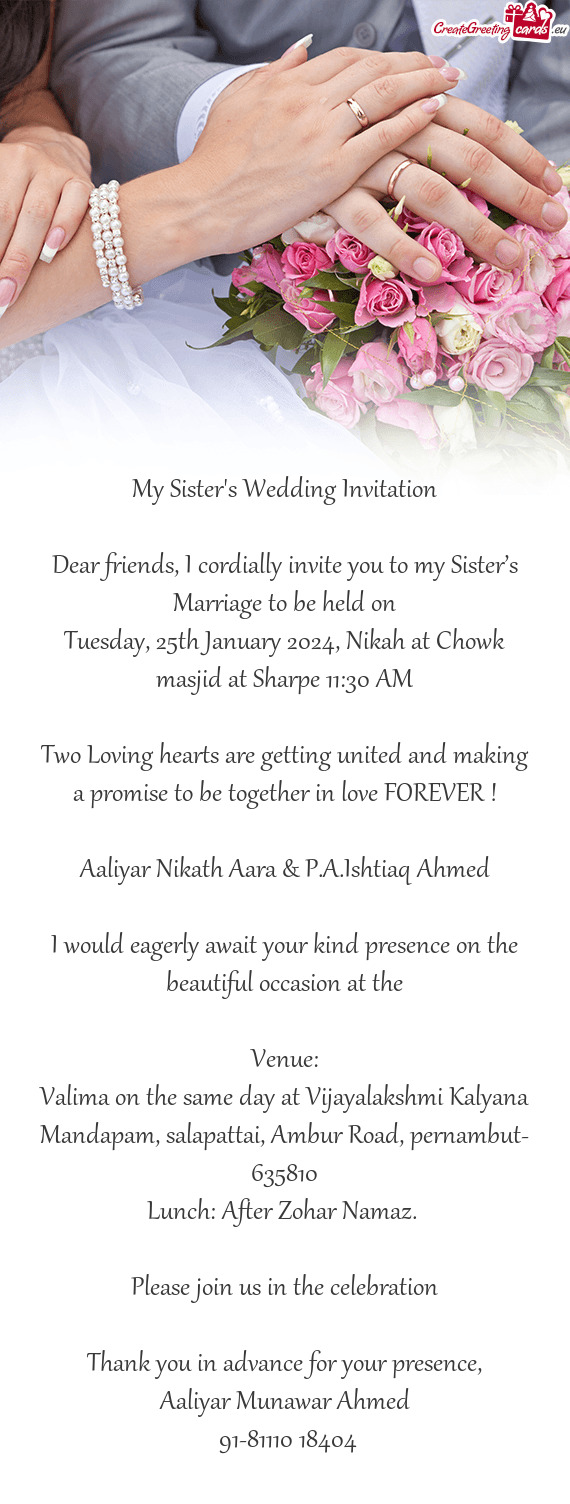 Tuesday, 25th January 2024, Nikah at Chowk masjid at Sharpe 11:30 AM