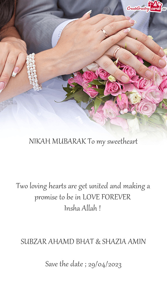 Two loving hearts are get united and making a promise to be in LOVE FOREVER