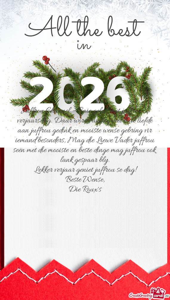 U gedink en mooiste wense gebring vir iemand besonders, Mag die Liewe Vader juffrou seën met die mo