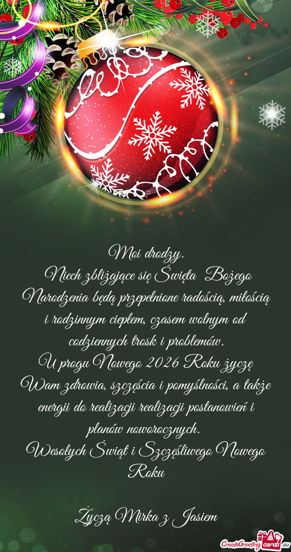 U progu Nowego 2026 Roku życzę Wam zdrowia, szczęścia i pomyślności, a także energii do reali