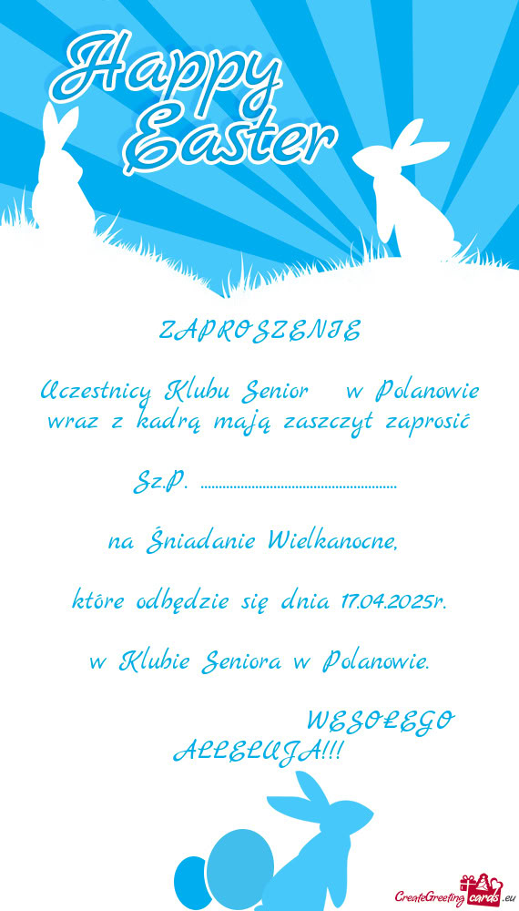 Uczestnicy Klubu Senior + w Polanowie wraz z kadrą mają zaszczyt zaprosić