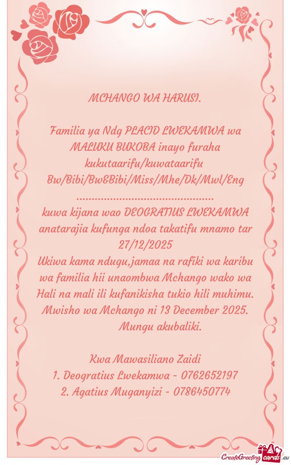 Ukiwa kama ndugu,jamaa na rafiki wa karibu wa familia hii unaombwa Mchango wako wa Hali na mali ili