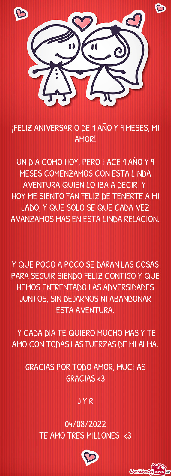 UN DIA COMO HOY, PERO HACE 1 AÑO Y 9 MESES COMENZAMOS CON ESTA LINDA AVENTURA QUIEN LO IBA A DECIR