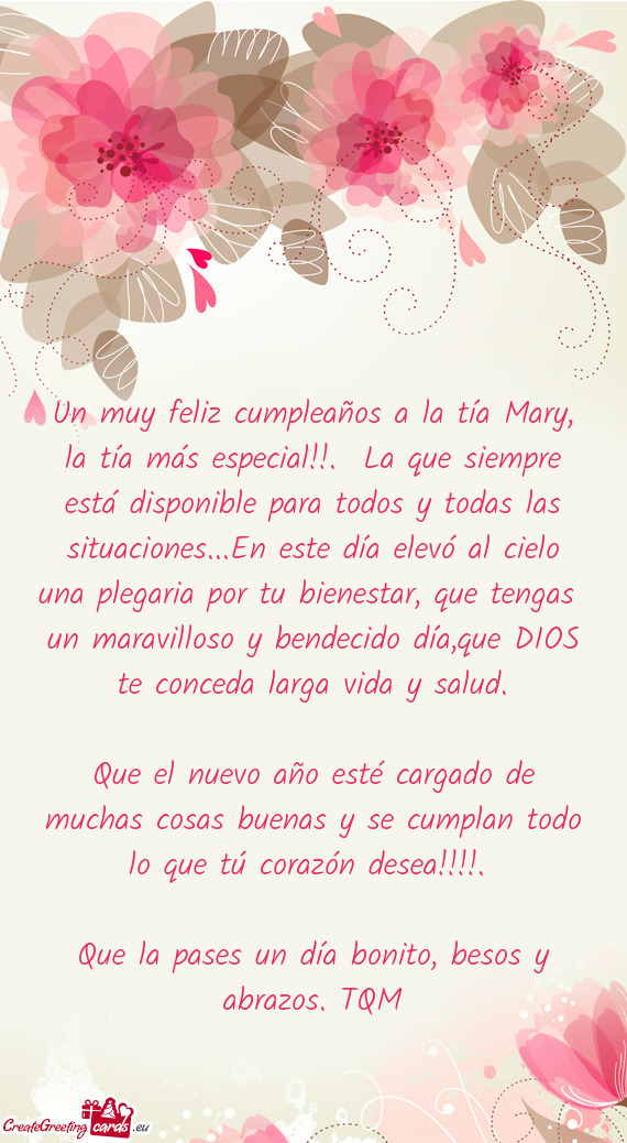 Un muy feliz cumpleaños a la tía Mary, la tía más especial!!. La que siempre está disponible p