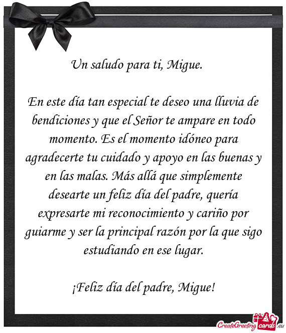 Un saludo para ti, Migue. 🙏