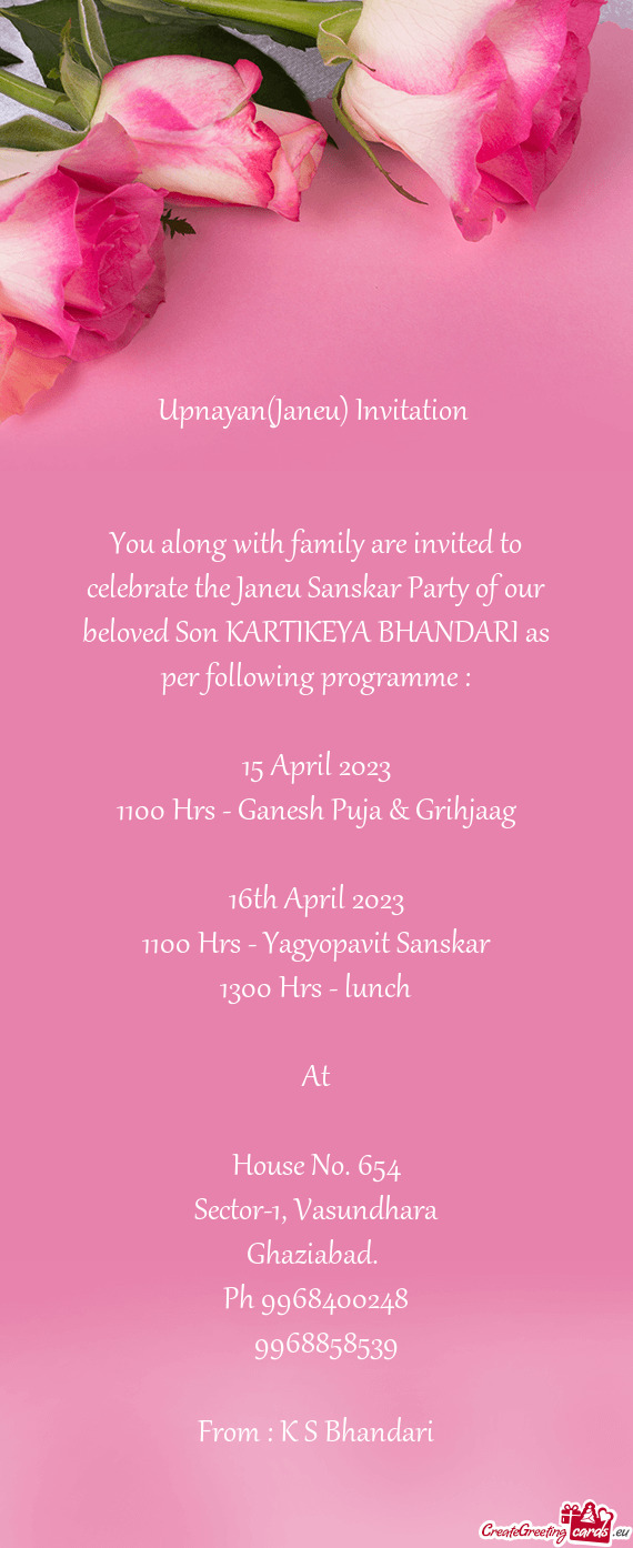 Upnayan(Janeu) Invitation