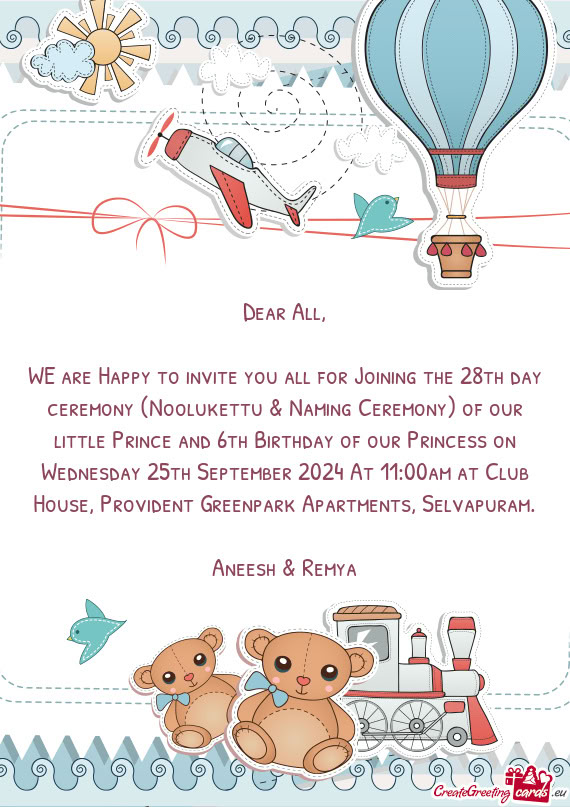 Ur little Prince and 6th Birthday of our Princess on Wednesday 25th September 2024 At 11:00am at Clu