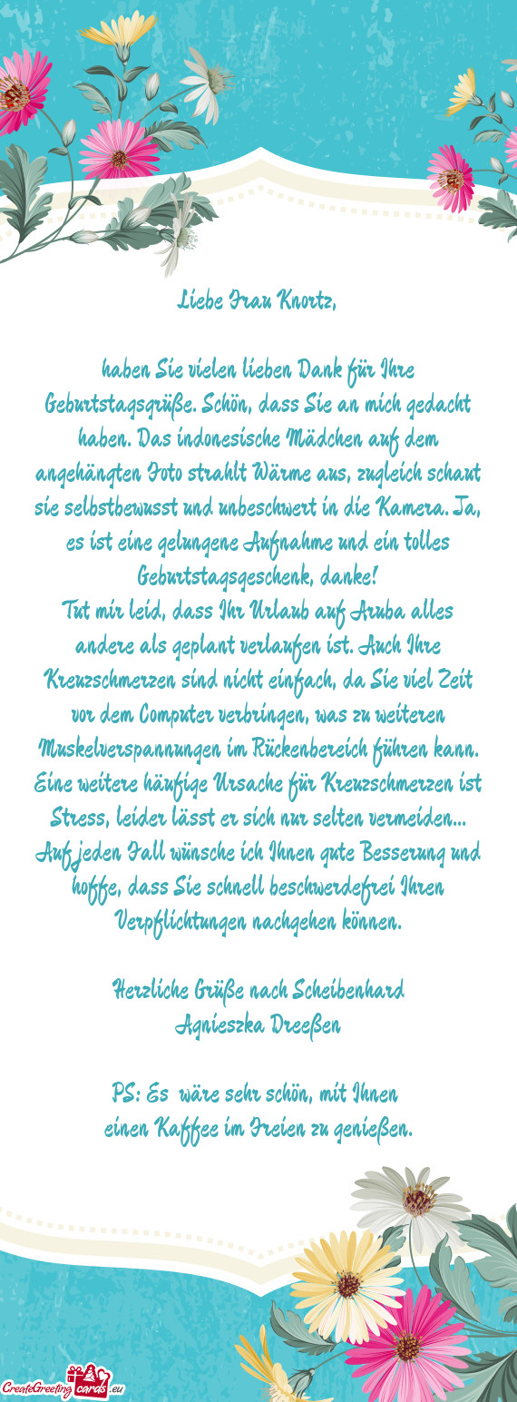 Usst und unbeschwert in die Kamera. Ja, es ist eine gelungene Aufnahme und ein tolles Geburtstagsges