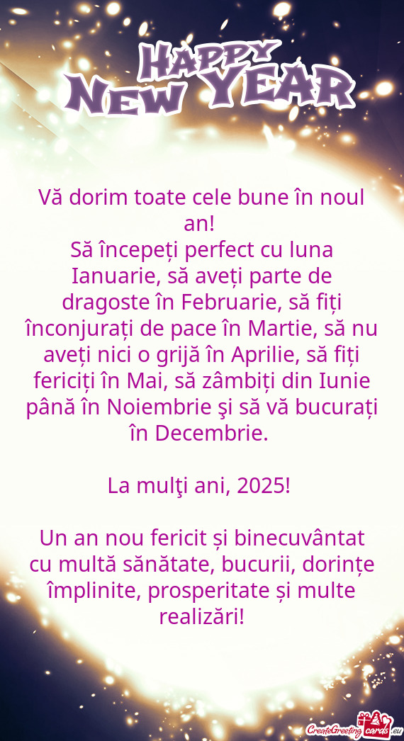 Vă dorim toate cele bune în noul an