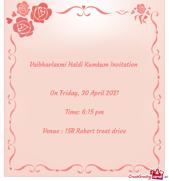 Vaibhavlaxmi Haldi Kumkum Invitation