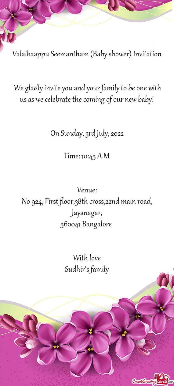 Valaikaappu Seemantham (Baby shower) Invitation