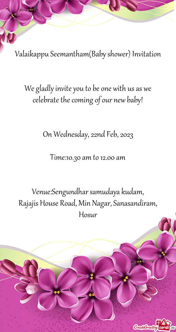 Valaikappu Seemantham(Baby shower) Invitation