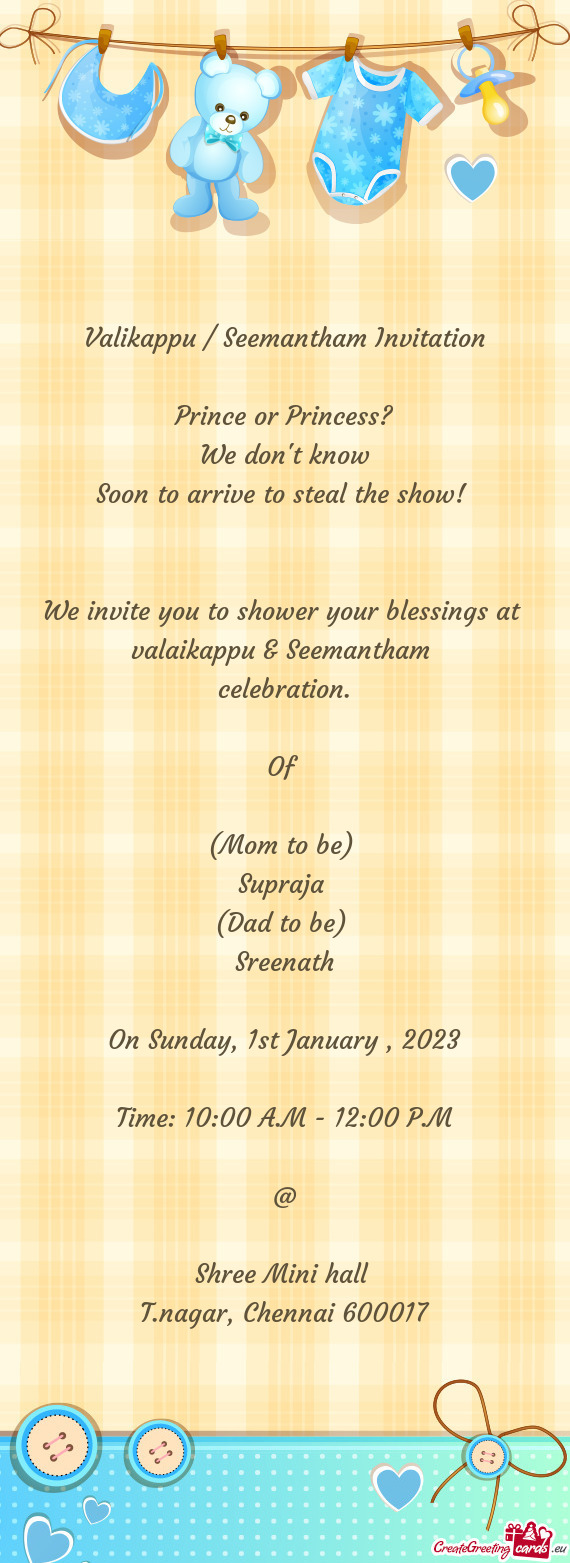 Valikappu / Seemantham Invitation