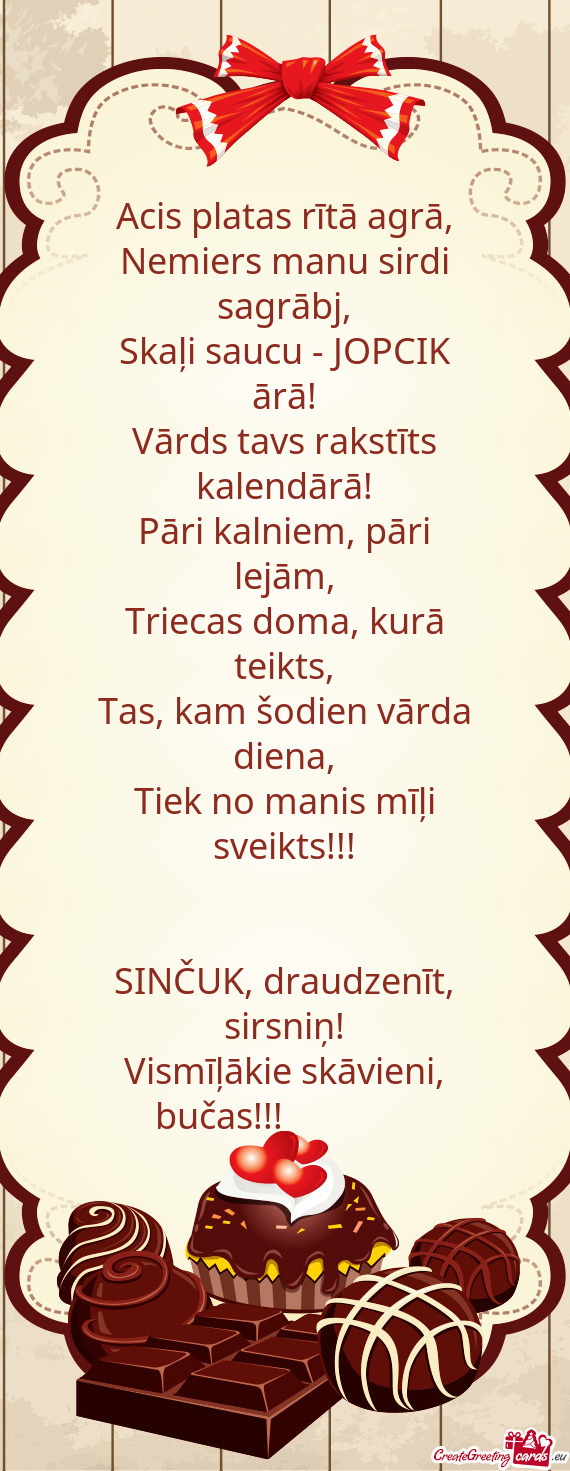 Vārds tavs rakstīts kalendārā