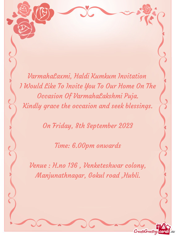 VarmahaLaxmi, Haldi Kumkum Invitation