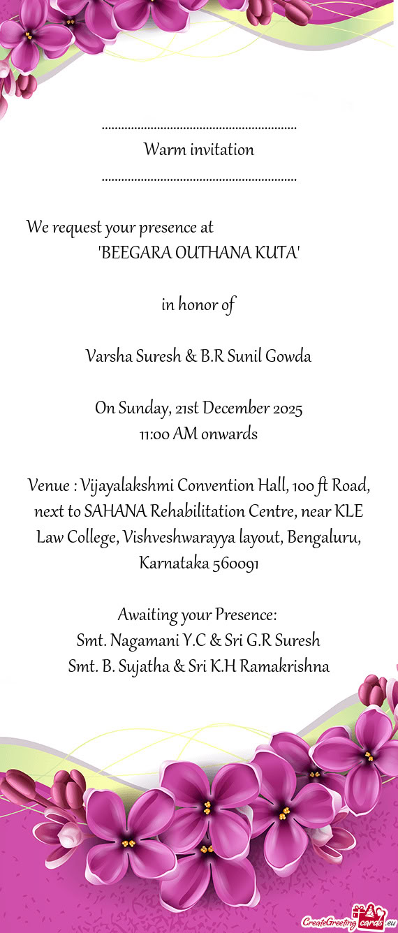 Varsha Suresh & B.R Sunil Gowda