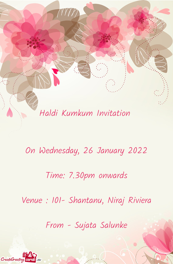 Venue : 101- Shantanu, Niraj Riviera