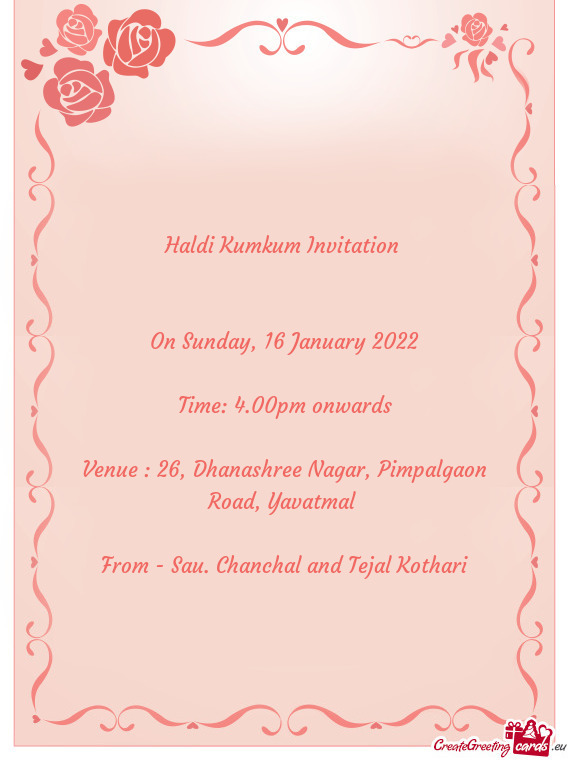 Venue : 26, Dhanashree Nagar, Pimpalgaon Road, Yavatmal