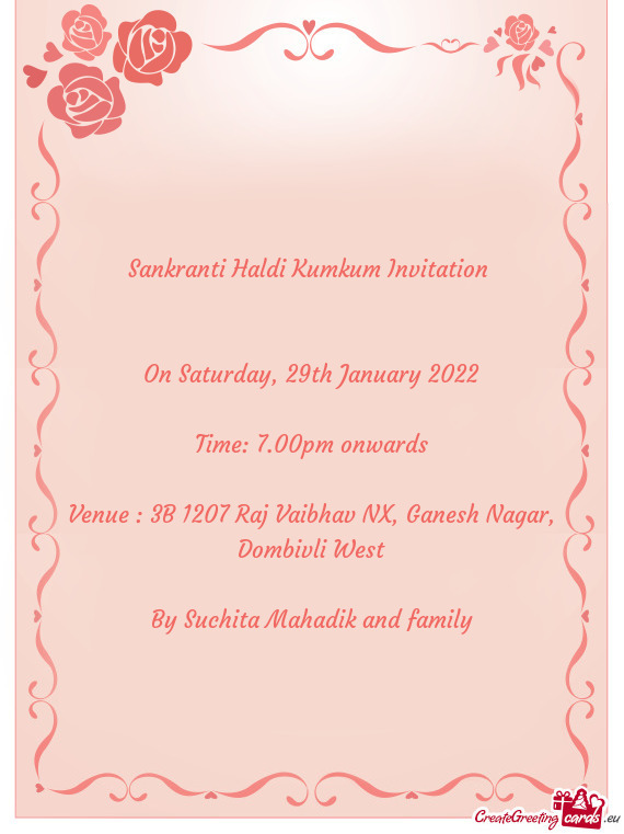 Venue : 3B 1207 Raj Vaibhav NX, Ganesh Nagar, Dombivli West