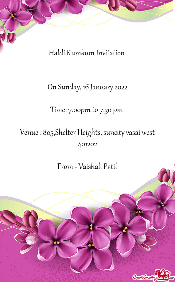 Venue : 805,Shelter Heights, suncity vasai west 401202