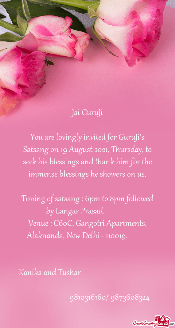 Venue : C60C, Gangotri Apartments, Alaknanda, New Delhi - 110019