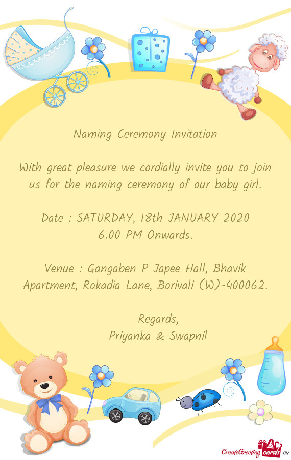 Venue : Gangaben P Japee Hall, Bhavik Apartment, Rokadia Lane, Borivali (W)-400062