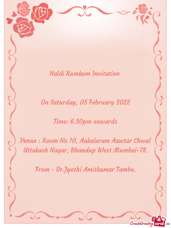 Venue : Room No 10, Aakaluram Aawtar Chwal Uttakash Nagar, Bhandup West Mumbai-78