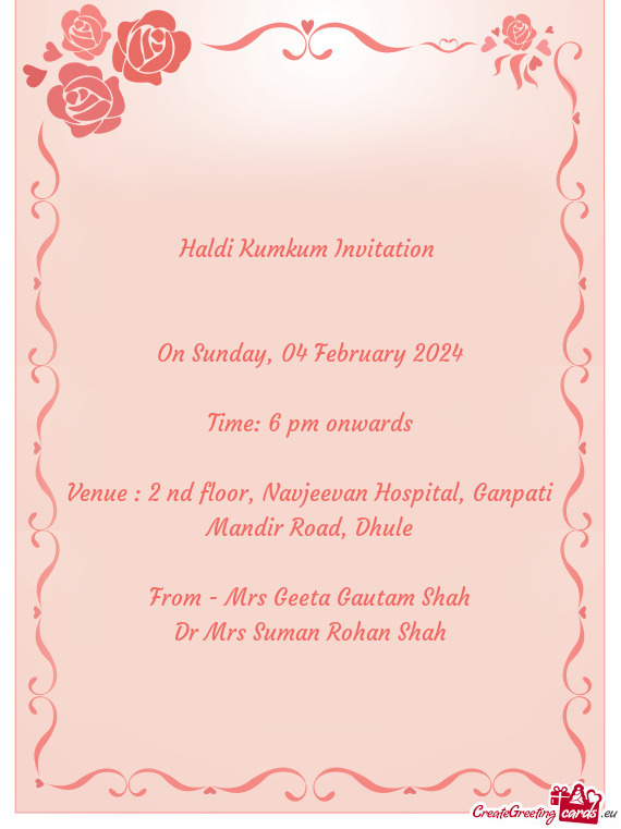 Venue : 2 nd floor, Navjeevan Hospital, Ganpati Mandir Road, Dhule