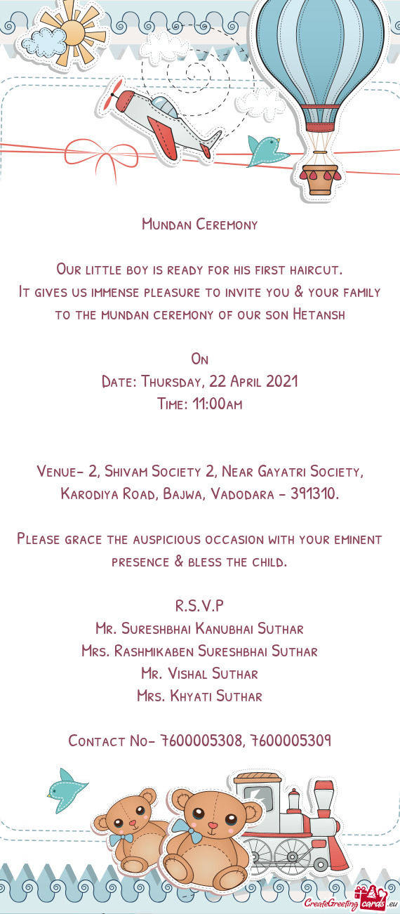 Venue- 2, Shivam Society 2, Near Gayatri Society, Karodiya Road, Bajwa, Vadodara - 391310