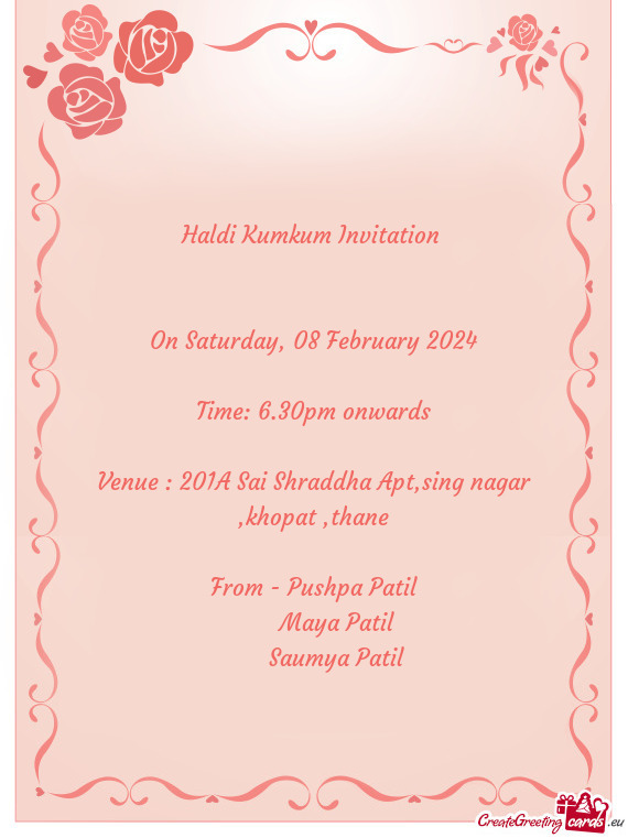 Venue : 201A Sai Shraddha Apt,sing nagar ,khopat ,thane