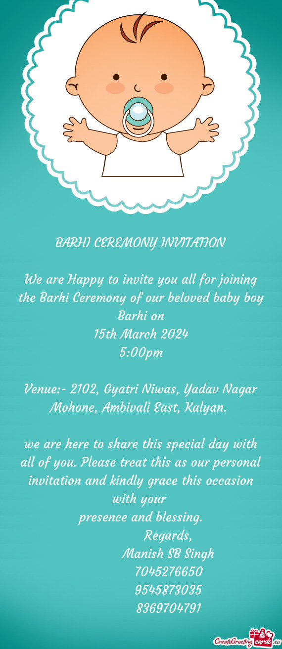 Venue:- 2102, Gyatri Niwas, Yadav Nagar Mohone, Ambivali East, Kalyan