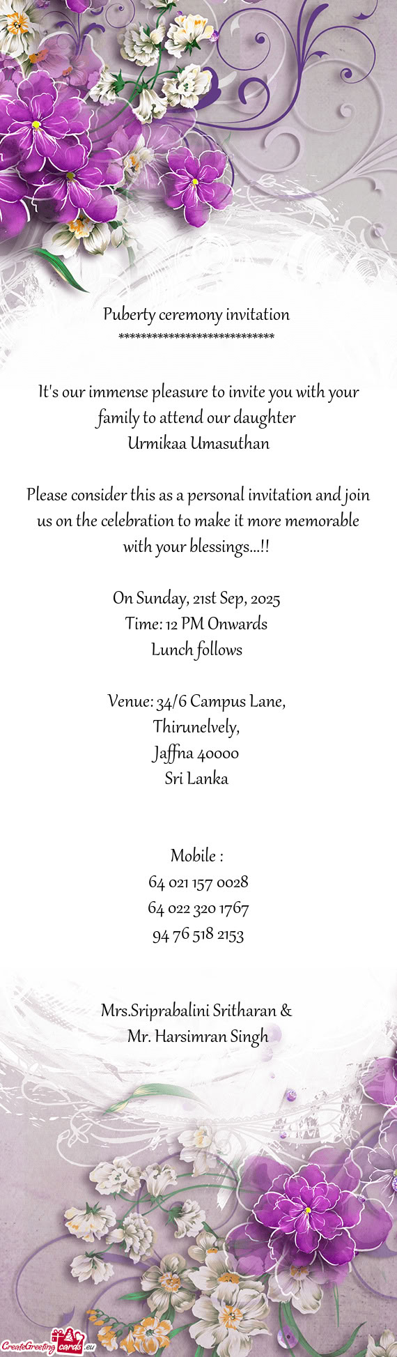 Venue: 34/6 Campus Lane