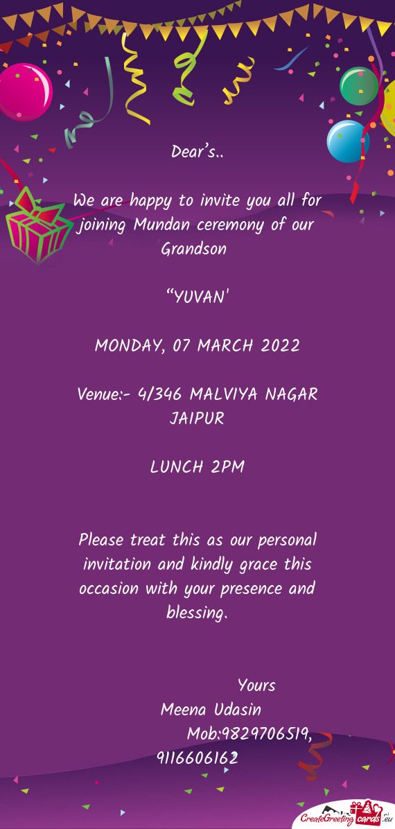 Venue:- 4/346 MALVIYA NAGAR