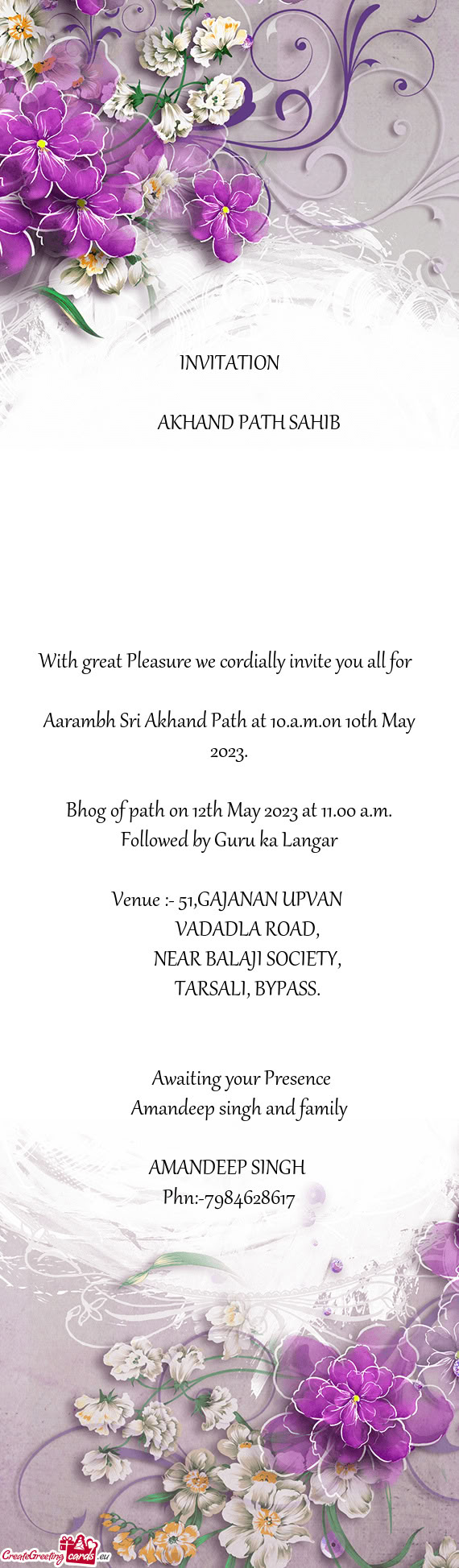 Venue :- 51,GAJANAN UPVAN