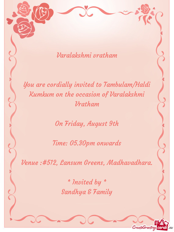 Venue :#512, Lansum Greens, Madhavadhara