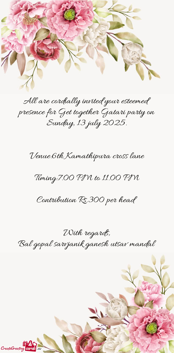 Venue:6th Kamathipura cross lane