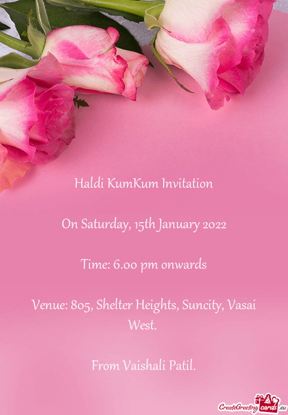 Venue: 805, Shelter Heights, Suncity, Vasai West