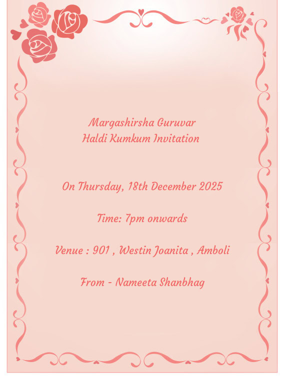 Venue : 901 , Westin Joanita , Amboli