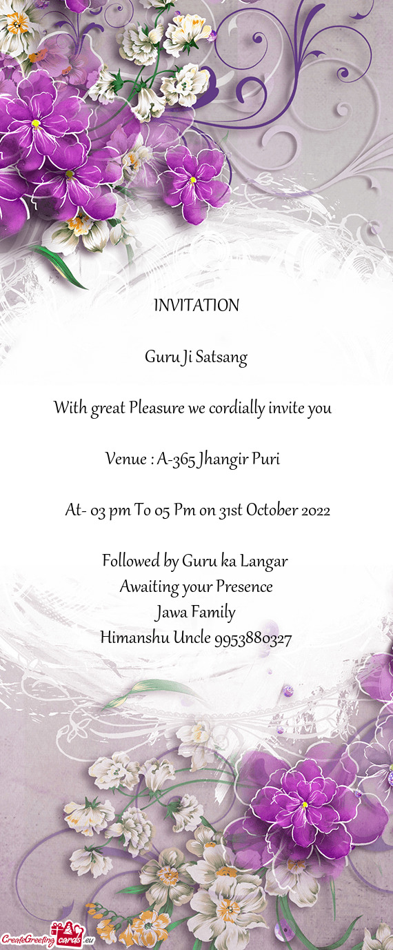 Venue : A-365 Jhangir Puri