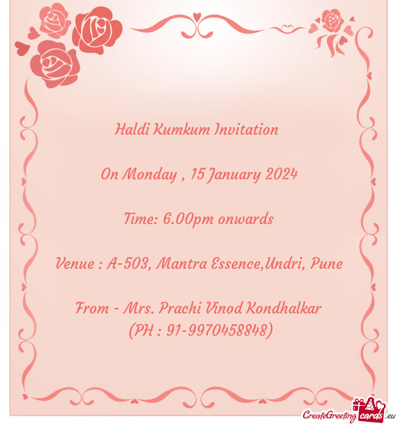 Venue : A-503, Mantra Essence,Undri, Pune