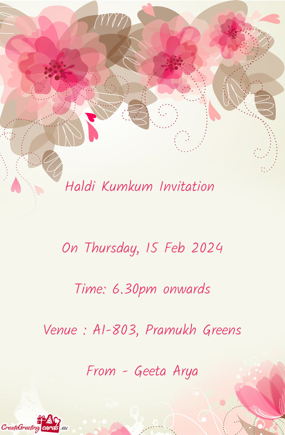 Venue : A1-803, Pramukh Greens