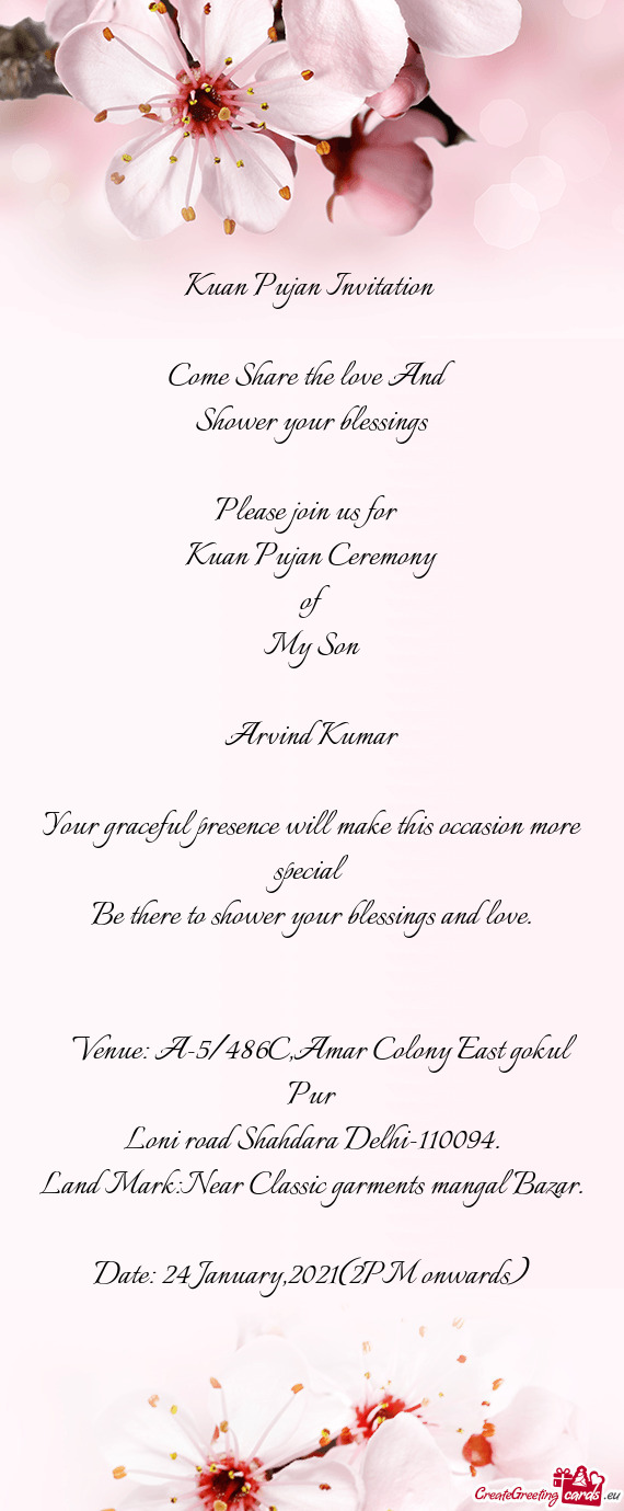 Venue: A-5/486C,Amar Colony East gokul Pur