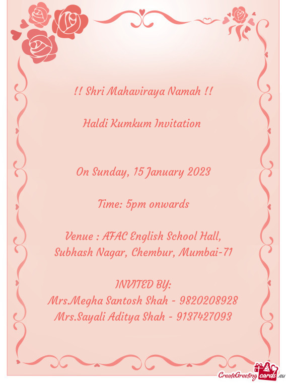 Venue : AFAC English School Hall