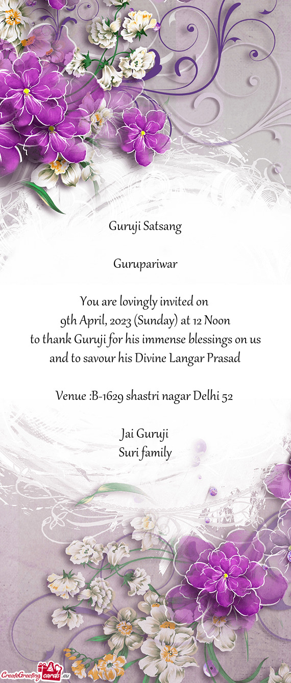 Venue :B-1629 shastri nagar Delhi 52