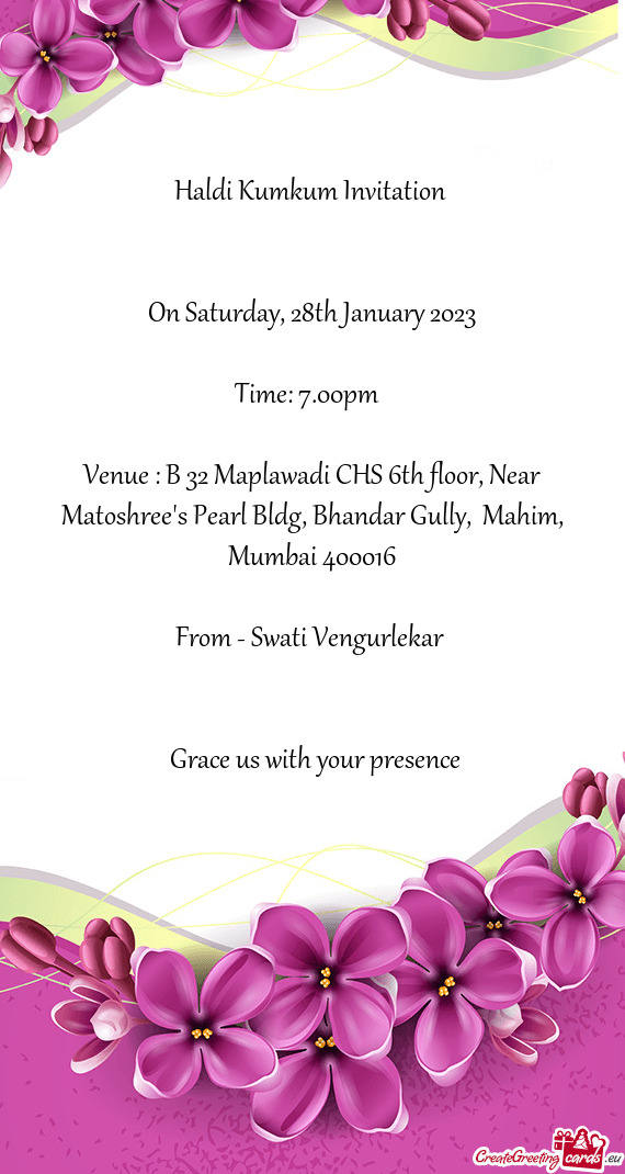 Venue : B 32 Maplawadi CHS 6th floor, Near Matoshree