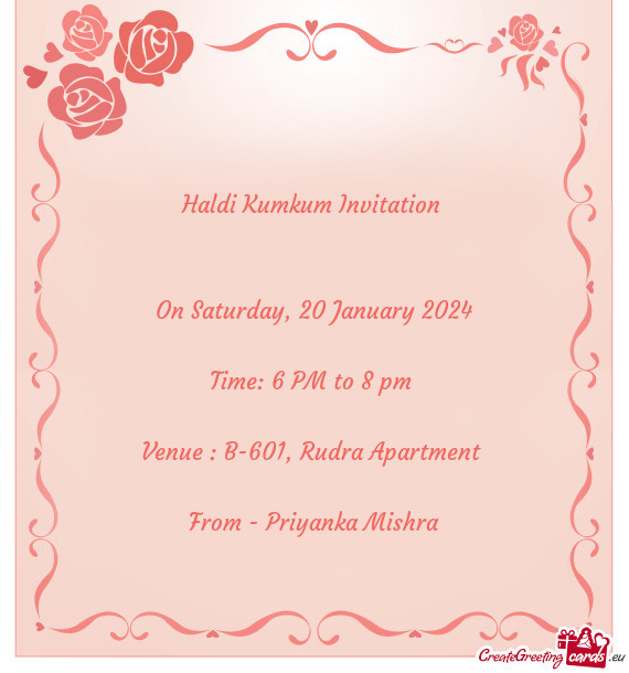 Venue : B-601, Rudra Apartment