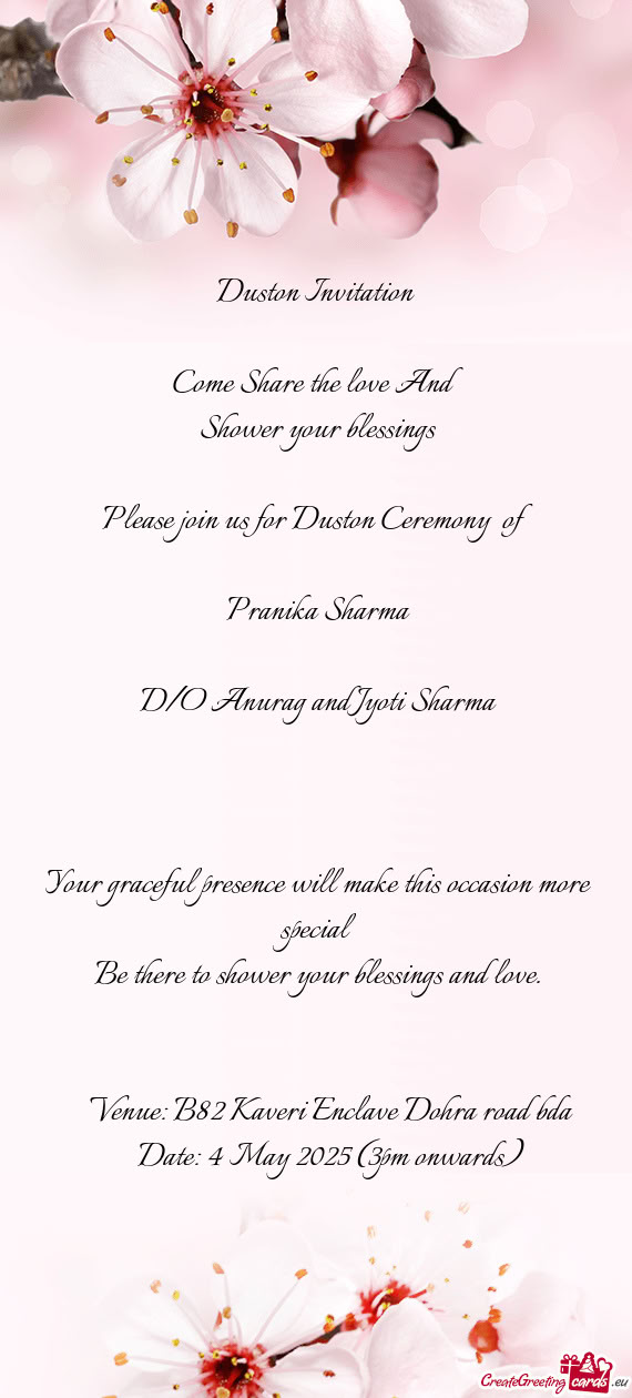 Venue: B82 Kaveri Enclave Dohra road bda