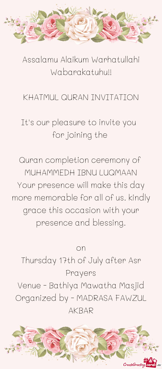 Venue - Bathiya Mawatha Masjid