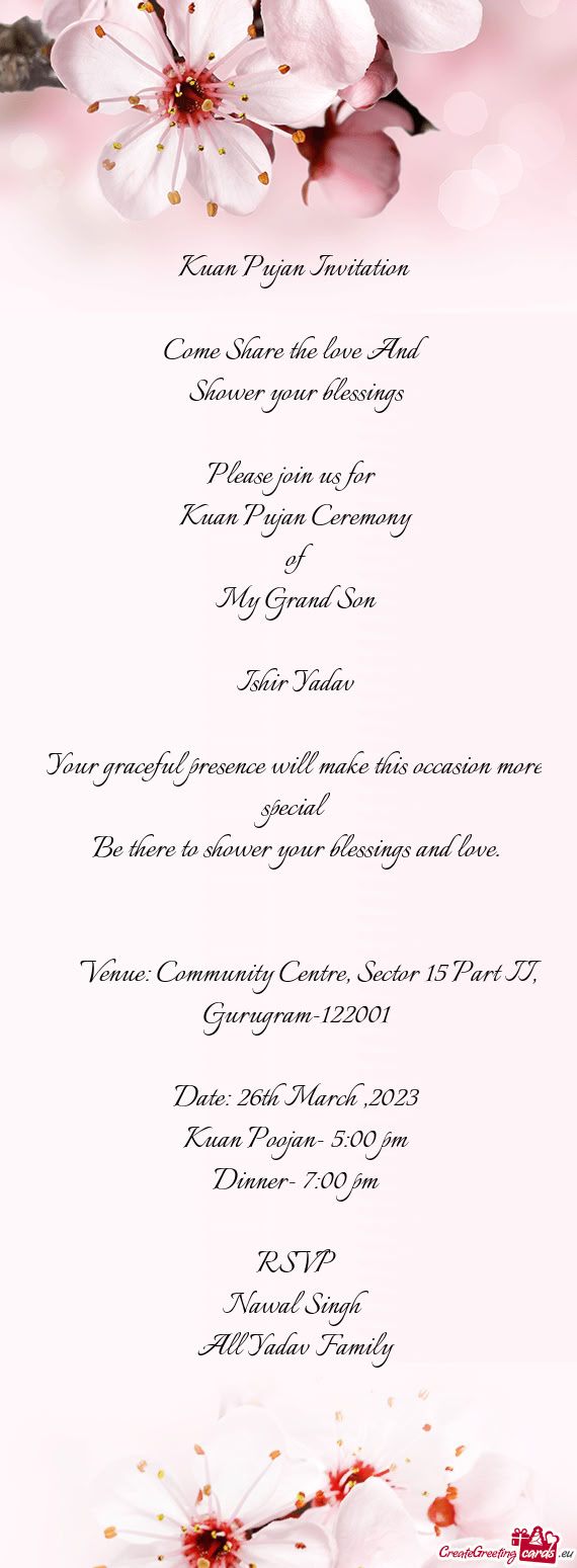 Venue: Community Centre, Sector 15 Part II, Gurugram-122001